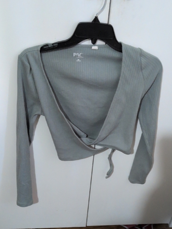 Sweaters - PAC Ribbed Wrap Top in Sage Green